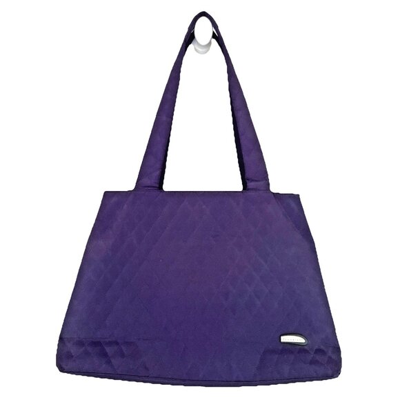 Travelon Shoulder Bag Purse Purple 3 Compartments RDIF Anti-Theft Nylon EUC - Picture 1 of 16